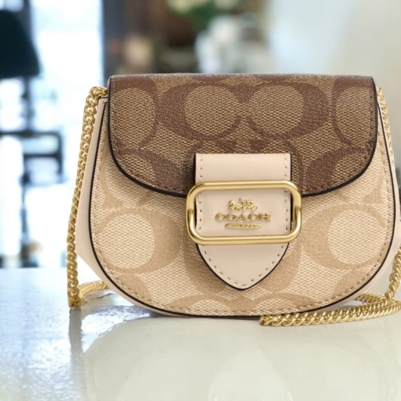 Coach Morgan Card Case On A Chain In Blocked Signature Canvas - Picture 6 of 10